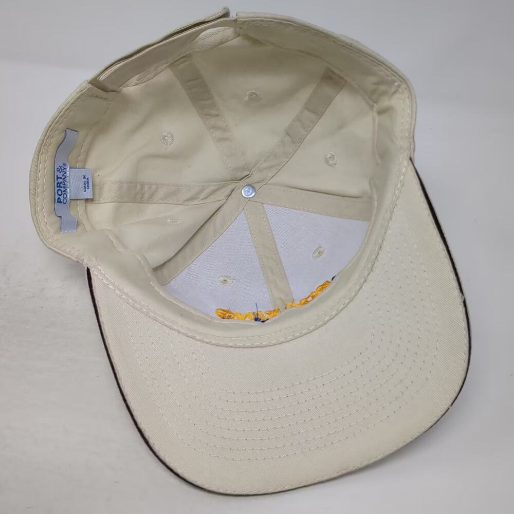 Port & Company Baseball Cap Hat Beige Blue One Size Embroidered Roaring Springs - Picture 7 of 10